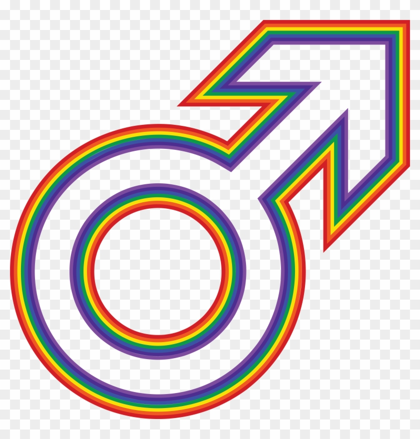 Free Clipart Of A Rainbow Male Gender Symbol - Male Symbol Clipart - Png Download #2372539