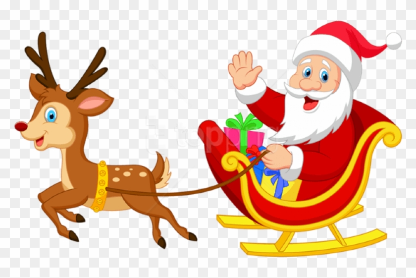 Free Png Transparent Santa With Rudolph Png - Papa Noel Con Trineo Clipart