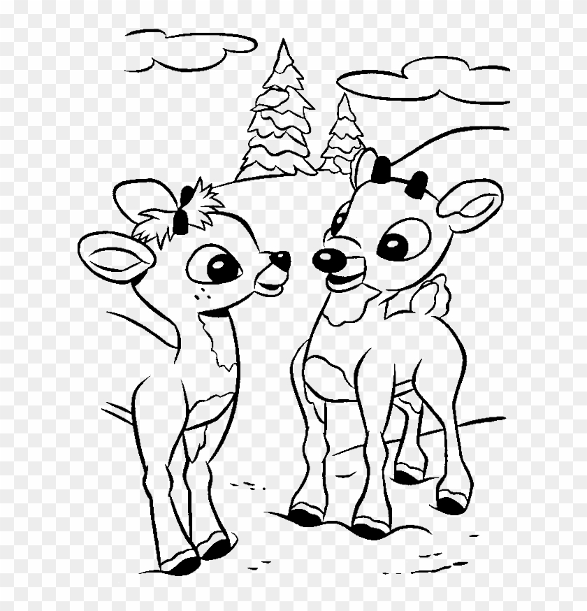 A Cute Two Rudolph Coloring Pages - Rudolph Clipart