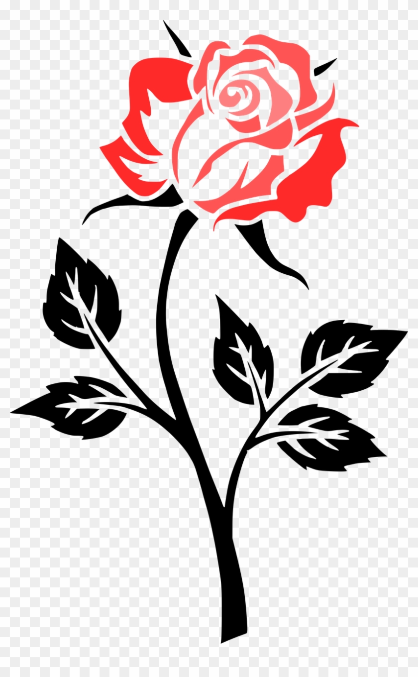 Flower Rose Contour Outlines Png Image - Black And White Rose Png Clipart