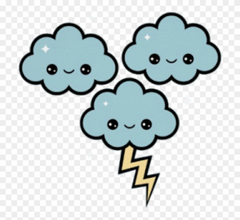 #rain #cloud #tumblr - Kawaii Lightning Clipart #2374337