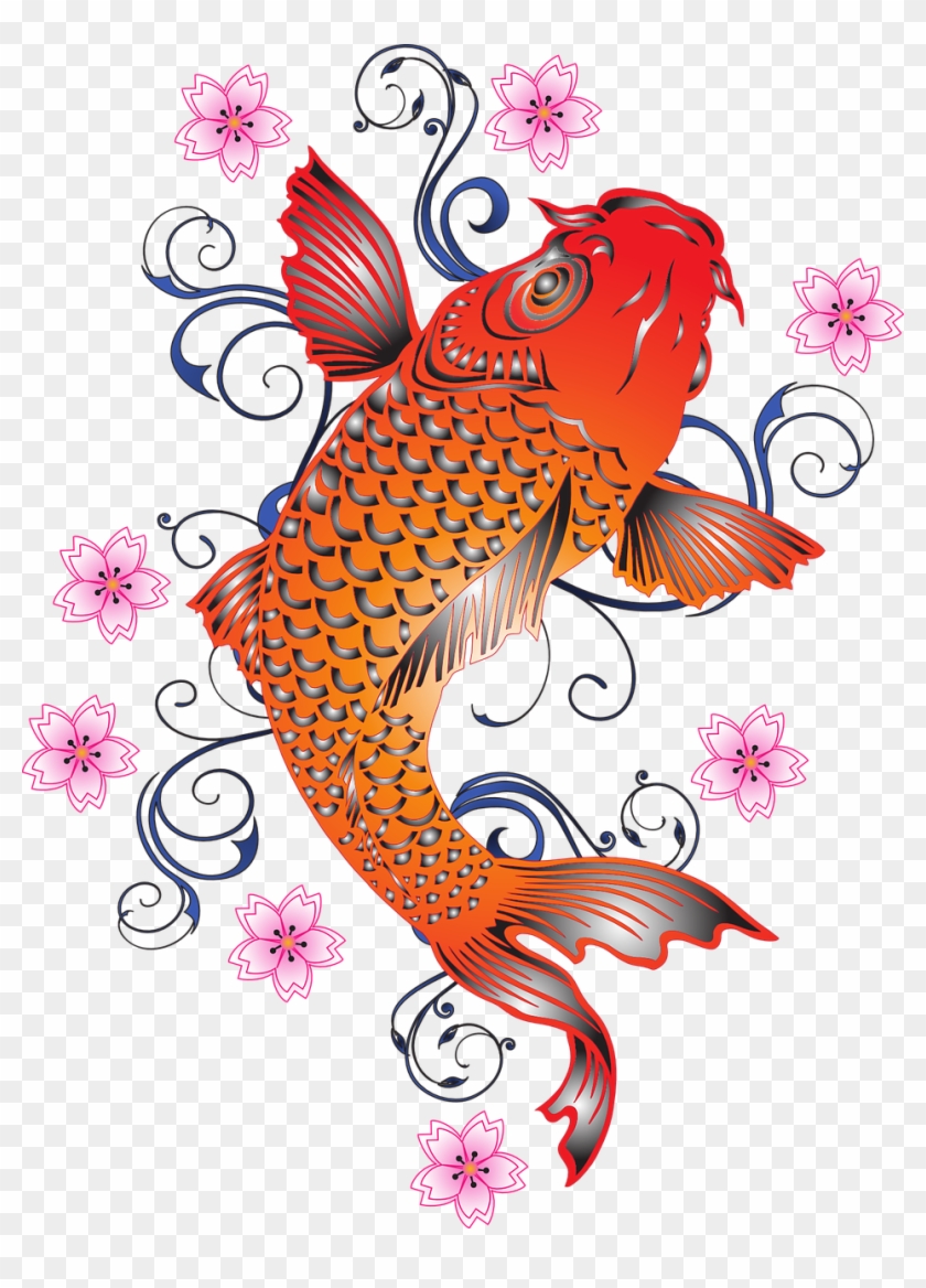 Asia Orange Koi Fish - รูปภาพ ปลา คา ร์ ฟ Clipart #2375839