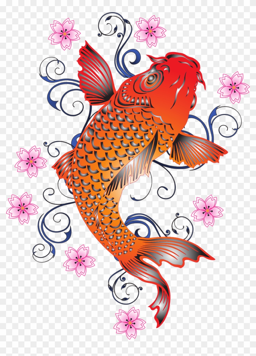 Asia Orange Koi Fish - รูปภาพ ปลา คา ร์ ฟ Clipart