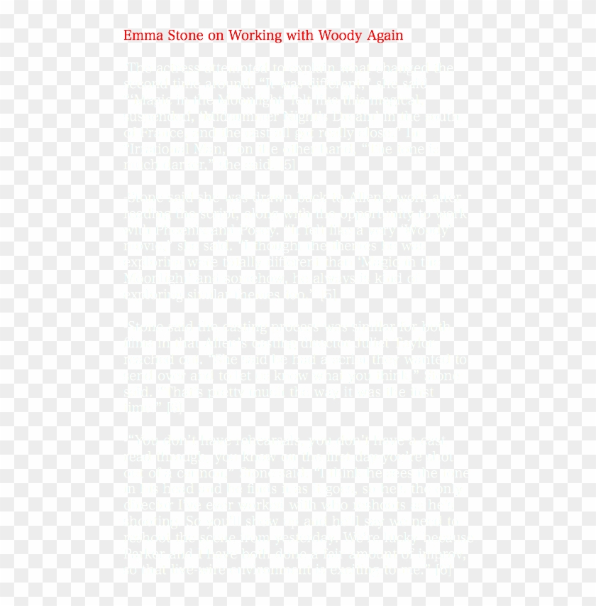 Emma Stone On Working With Woody Again -the Actress - Botafogo Clipart