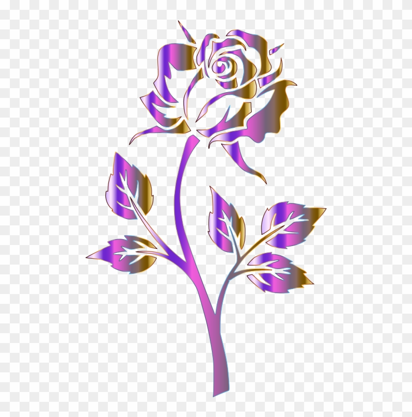 Clipart Polychromatic Rose Silhouette No Background - Rose Clip Art - Png Download #2378098