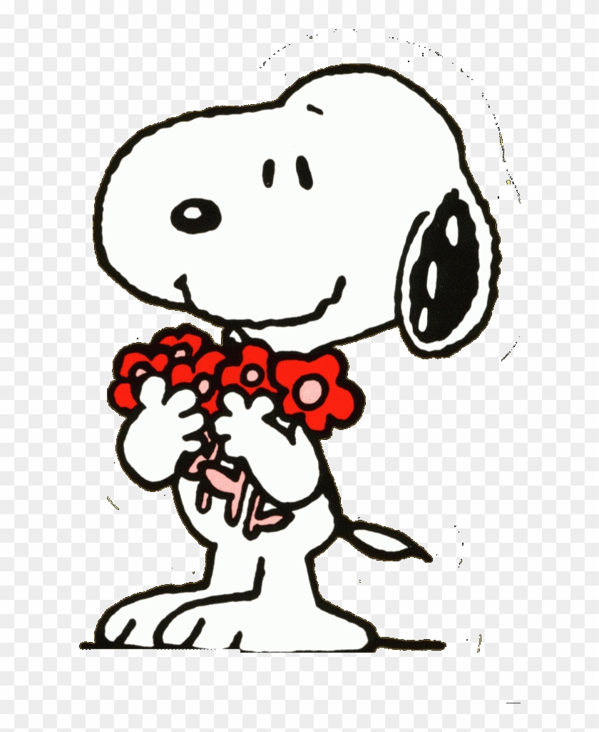 Snoopy Cartoon Background For Computer - Snoopy Holding Flowers Clipart