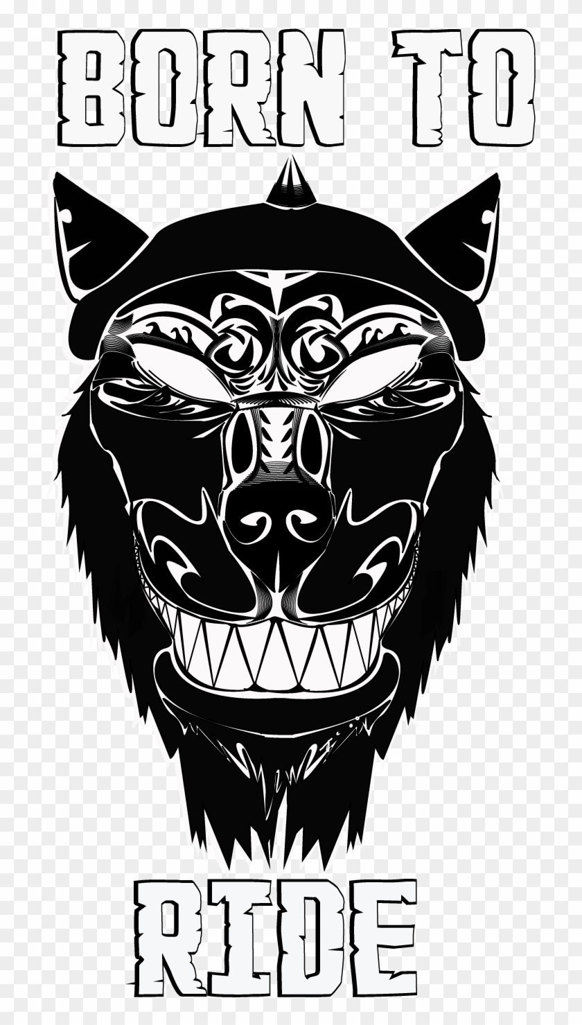 Biker Wolf T-shirt Design - Illustration Clipart #2379657