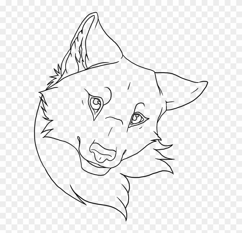 Image Free Wolf - Anime Wolf Head Lineart Clipart