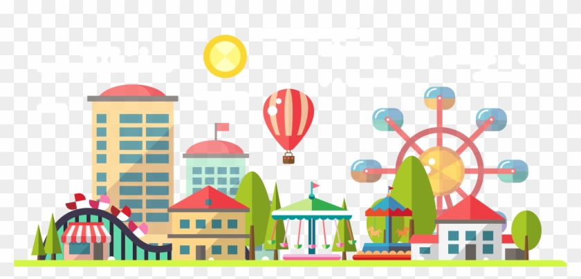 Amusement Park, Park, Ferris Wheel, Play, Art Png Image - Amusement Park Clipart