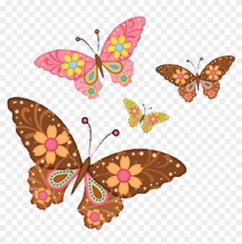 #pink #rosas #flores #mariposas - Imagenes De Mariposas En Formato Png Clipart