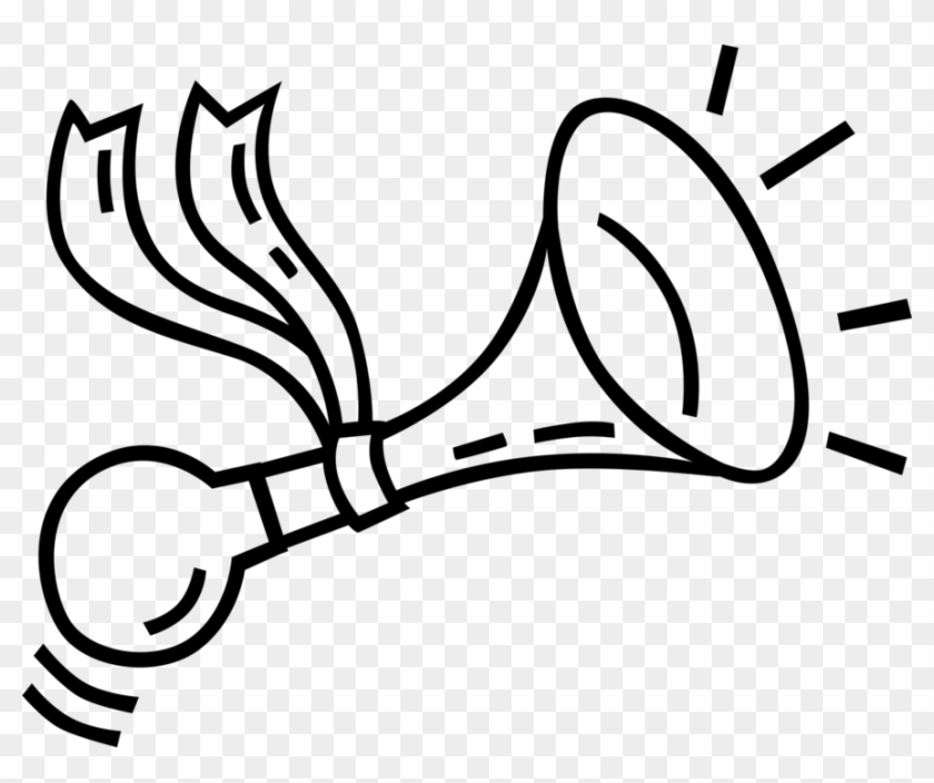 Vector Illustration Of Bicycle Air Horn With Christmas - Line Art Clipart #2381083