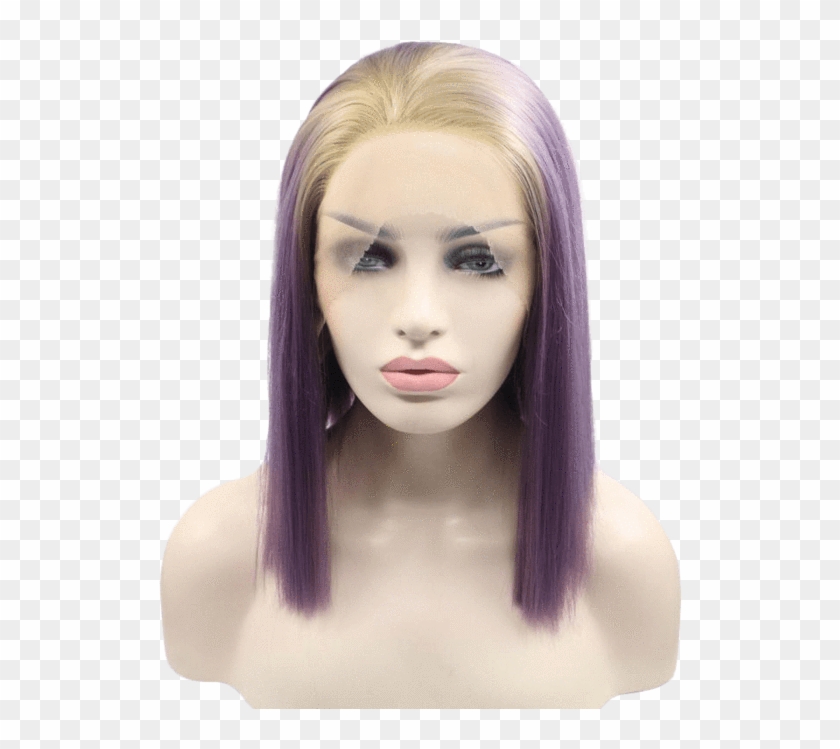 Blonde To Purple Ombré Short Lace Front Wig - Blonde Violet Lace Front Wigs Clipart