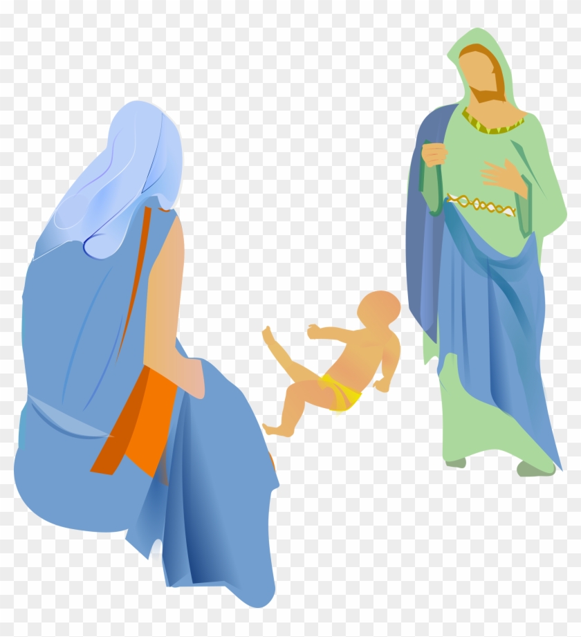 Pictures Nativity Free - Nativity With Christmas Tree Png Clipart