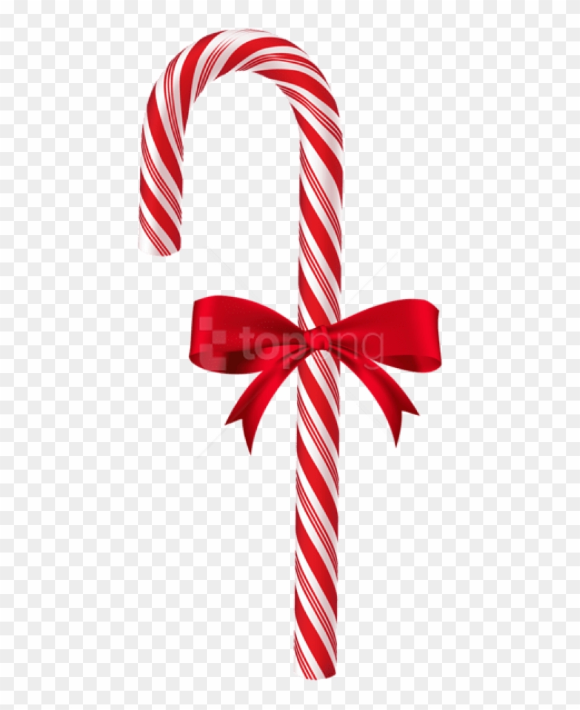 Free Png Candy Cane With Red Bow Png - Transparent Christmas Candy Cane Png Clipart #2382948