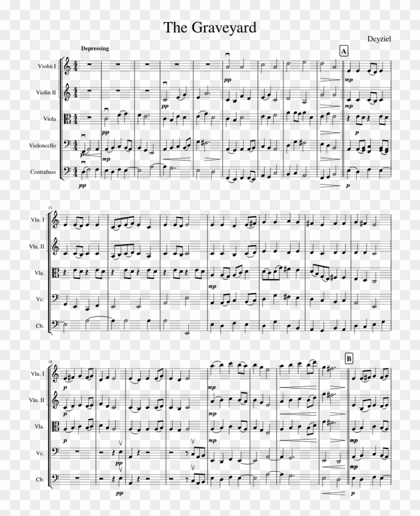 The Graveyard Sheet Music For Violin, Viola, Cello, - Yesterday Beatles Quartet Parts Clipart #2386024