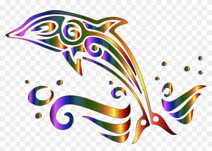 Clipart - Colorful Dolphin Clip Art - Png Download