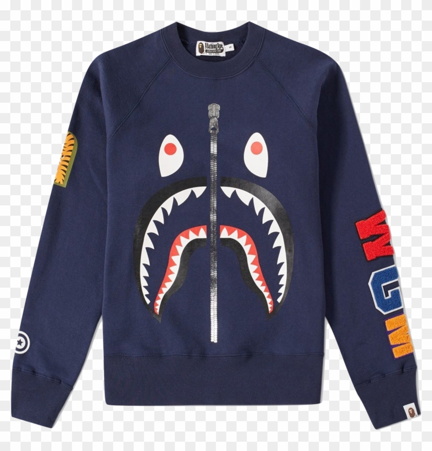Bape Shark Crewneck Sweater - Bape Shark Crewneck Black Clipart #2386496