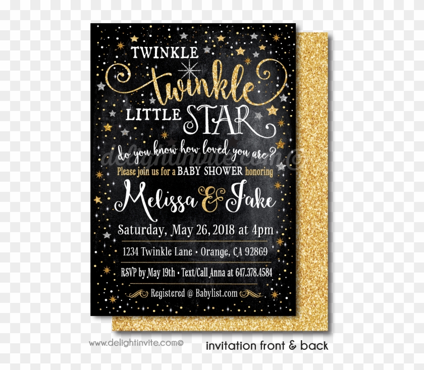 Twinkle Twinkle Little Star Baby Shower Invitations - Calligraphy Clipart