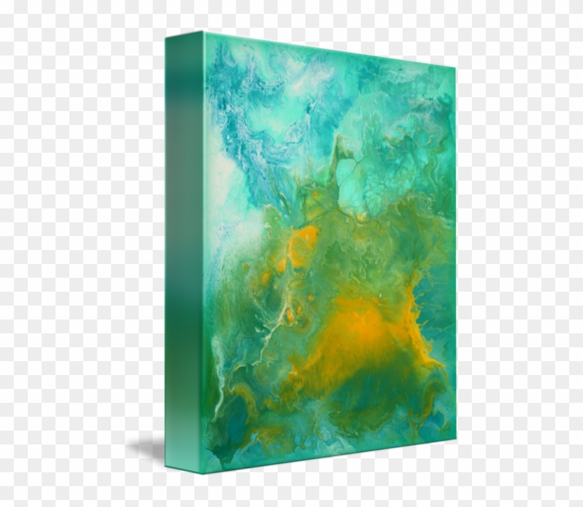 Teal Fluid Abstract Painting - Abstract Paints Png Clipart #2387859