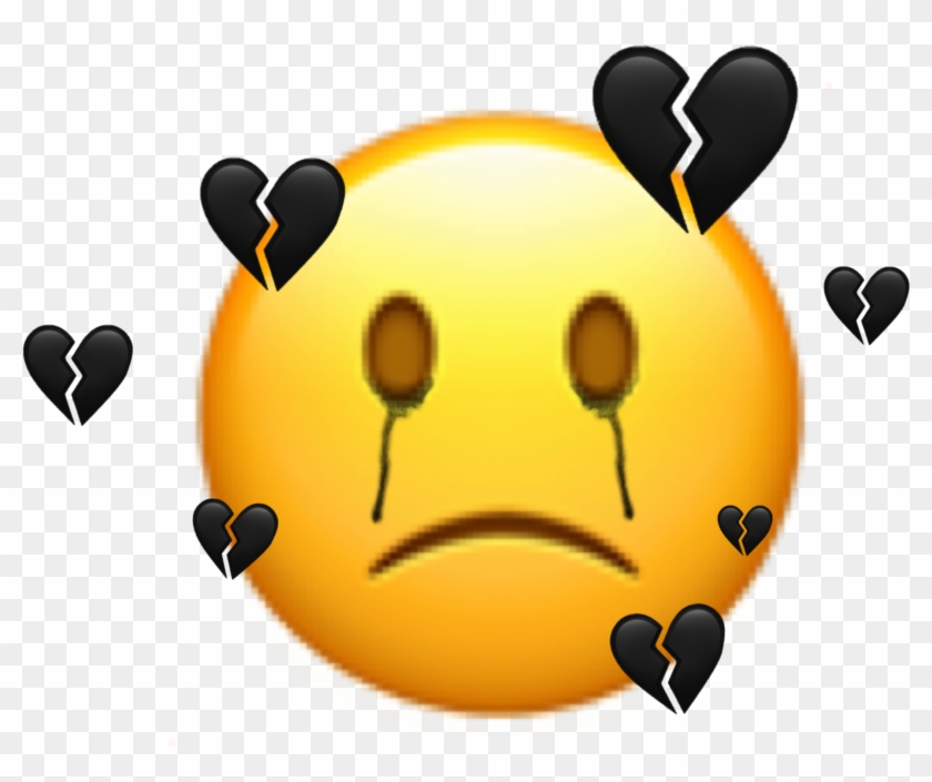 Freetoedit Sticker Emoji Sad Broken Black Mood Smiley Clipart Pikpng