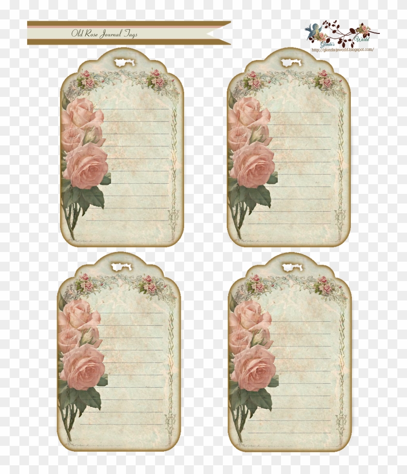 Displaying Old Rose Journaling Tags By Glenda@glenda's - Garden Roses Clipart