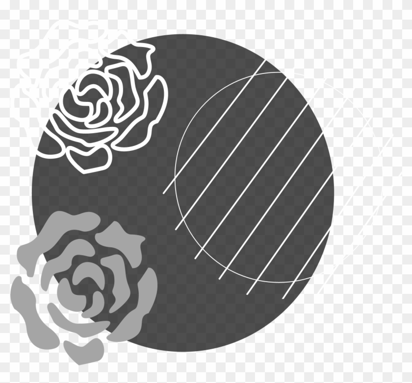 Kpop Grey Black White Decoration Flowers Circle Círculo - Illustration Clipart #2392190