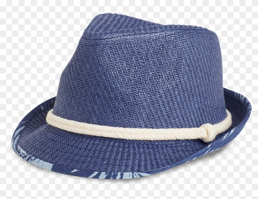 Straw Hat Blue - Fedora Clipart