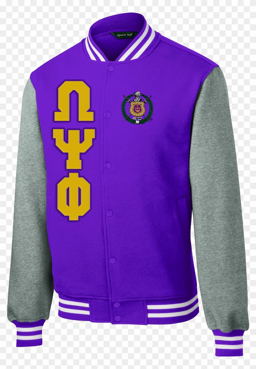 Omega Psi Phi Varsity Greek Fleece Jacket Letters Greek - Panthers Letterman Jacket Clipart #2395690