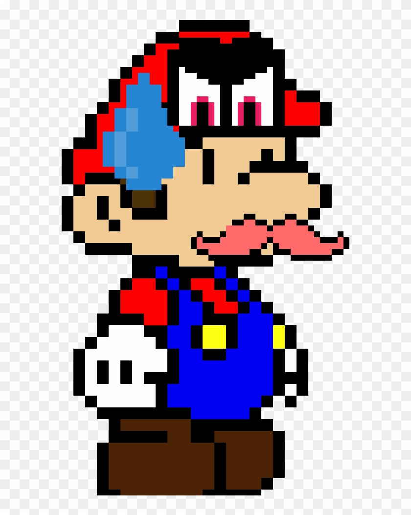 Mario Avec Cappy - Mario Y Luigi Pixel Art Clipart