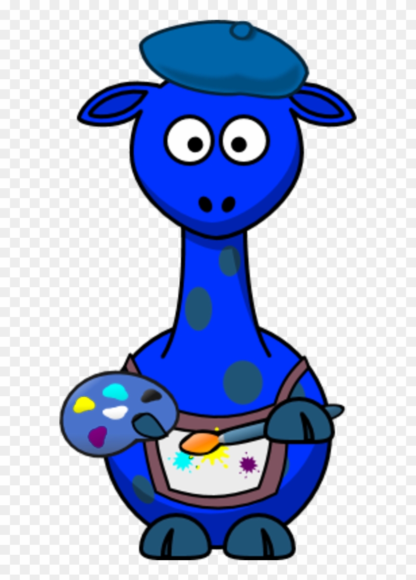 Giraffe As A Painter Artist - Cliparts Giraffe Drawing Color Yellow Paint - Png Download