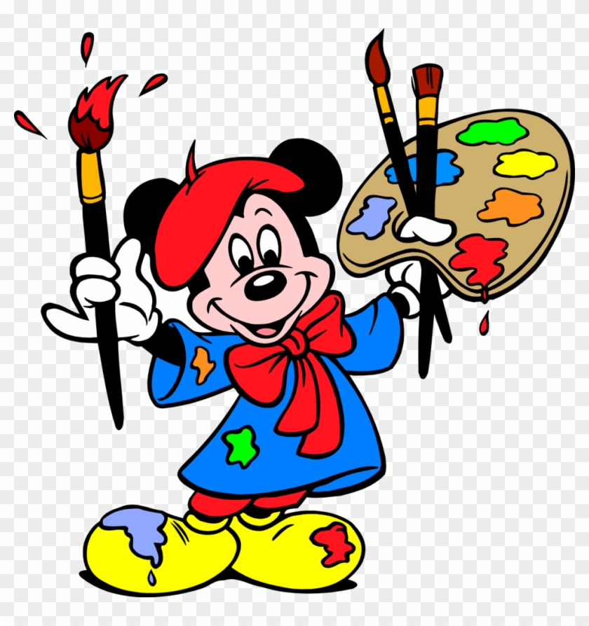 Mickey Mouse Minnie Mouse Mouse Paint Painting Clip - Mickey Mouse Doing Painting - Png Download