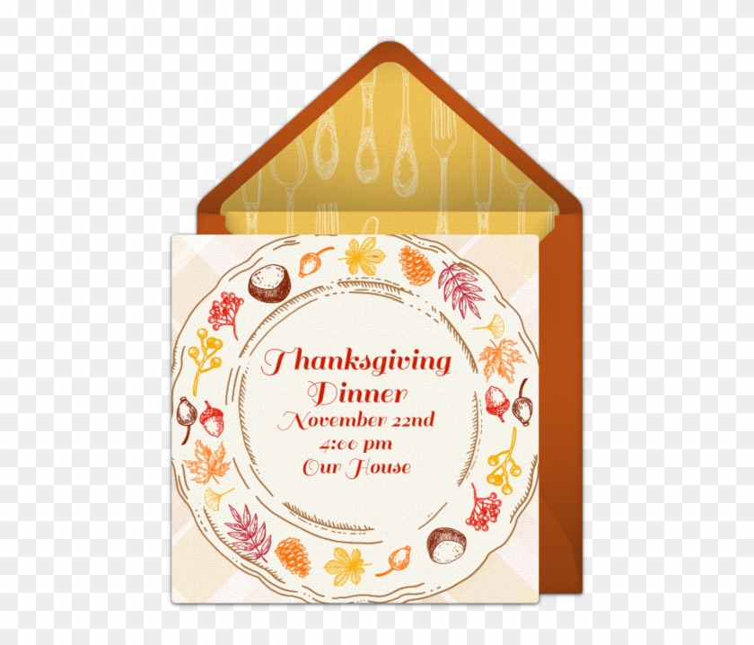 Thanksgiving Dinner Plate Online Invitation - Circle Clipart #2399537