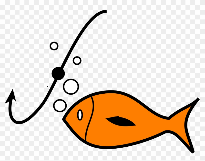 Fish With Hook In Mouth Clipart - Fishing Hook And Fish - Png Download