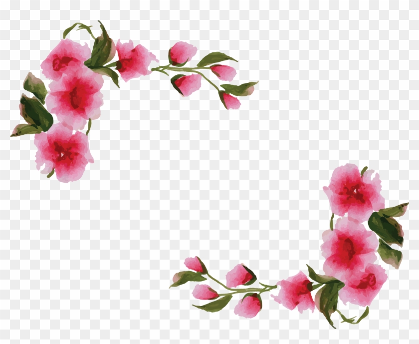 Download - Flowers Border Watercolor Png Clipart (#240793) - PikPng