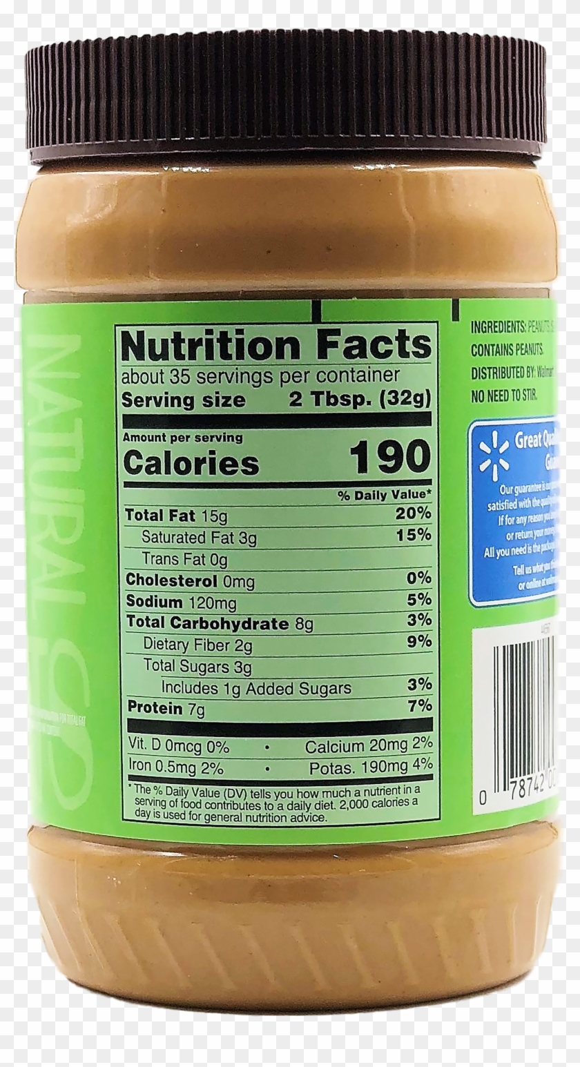 Great Value No Stir Creamy Natural Peanut Butter Spread, - Nutrition Facts Clipart #241519