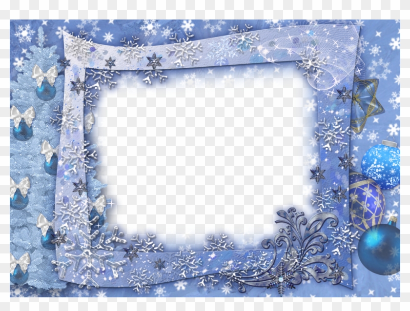Blue Transparent Christmas Photo Frame With Snowflakesl Clipart #241674