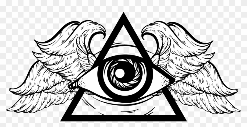 All Seeing Eye Angel Wings - All For Seeing Eye Drawing Clipart #242167