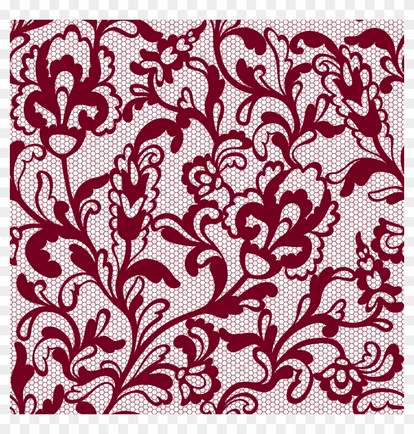 Transparent Decorative Lace With Flowers Png Image - Flower Lace Pattern Transparent Clipart