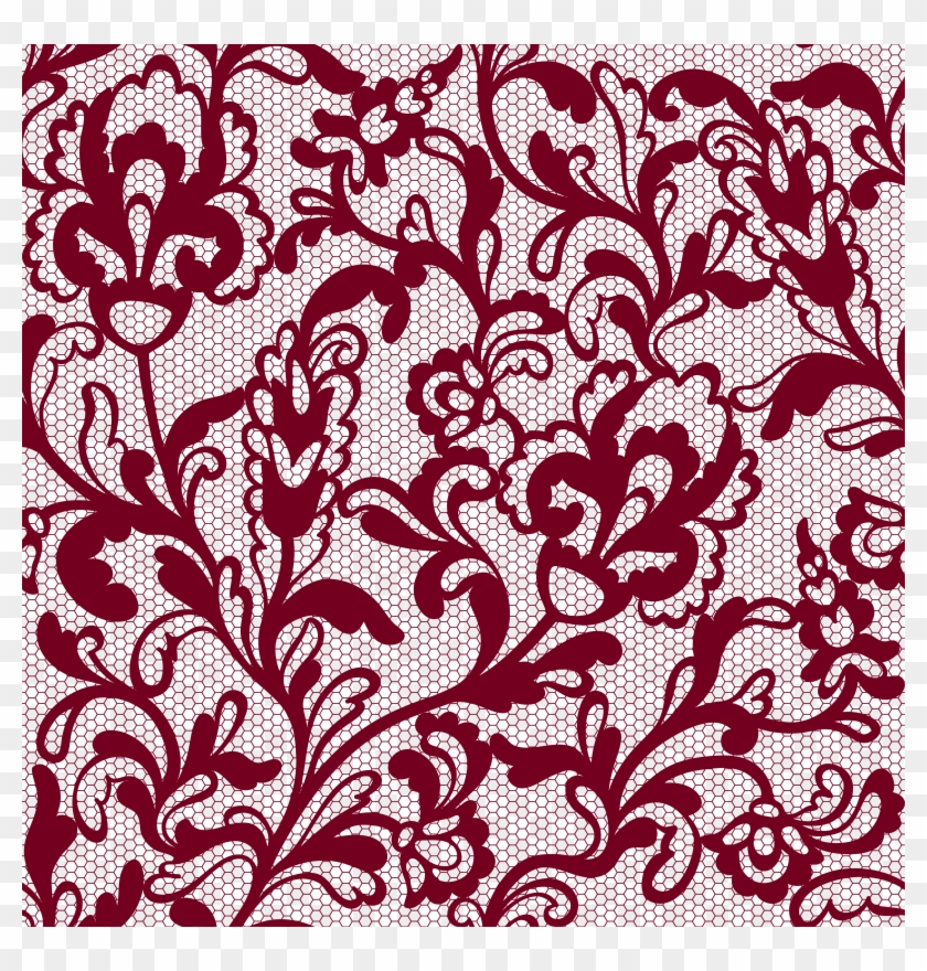 Transparent Decorative Lace With Flowers Png Image - Flower Lace Pattern Transparent Clipart #243407