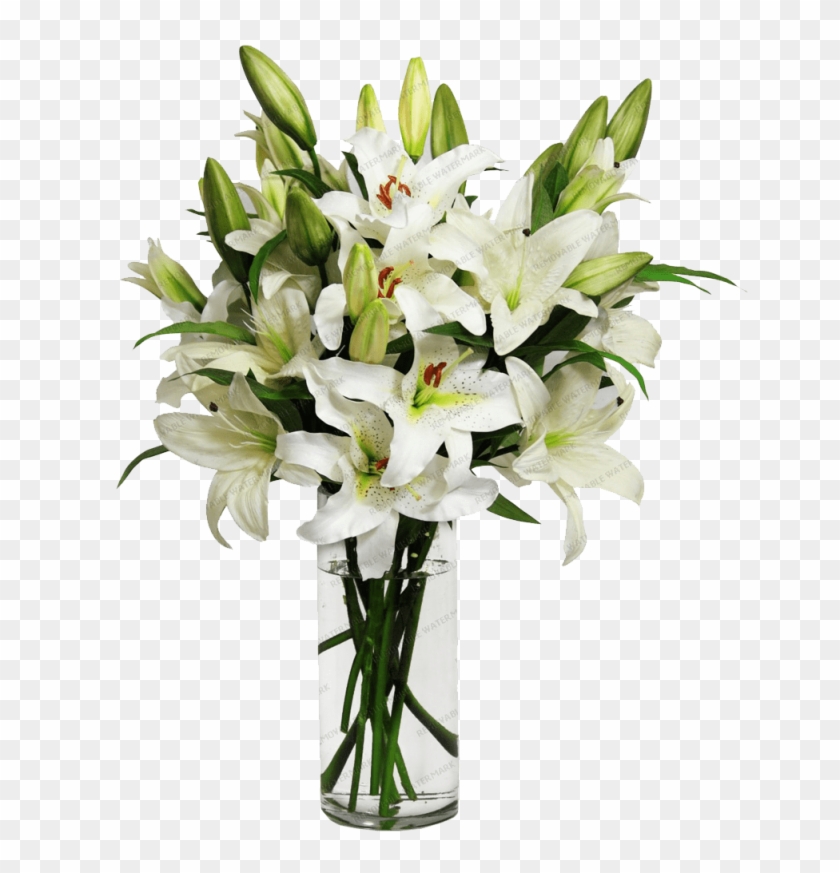 Lilies In A Vase - Transparent Flower Vase Png Clipart