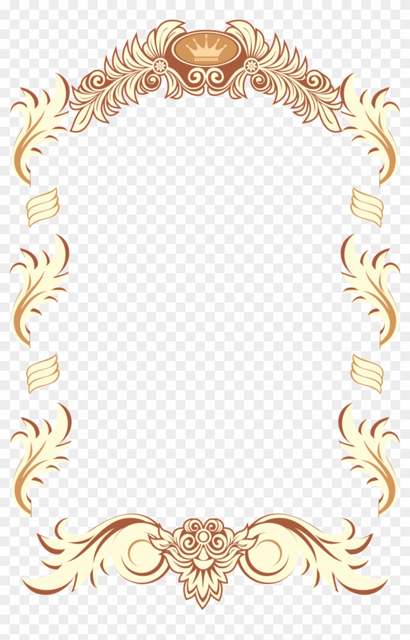 Creative Lace Border Png Element - Golden Vintage Barok Frame Clipart #244140