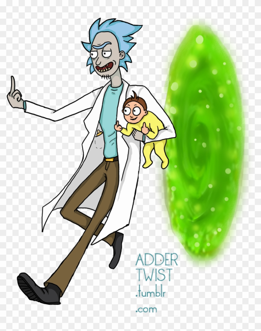“@rickandmortybykat Commissioned Me To Do A Picture - Walking Backwards Drawing Clipart