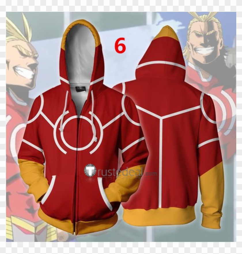 Boku No Hero Academia Hoodies Izuku Katsuki All Might - My Hero Academia All Might Red Clipart