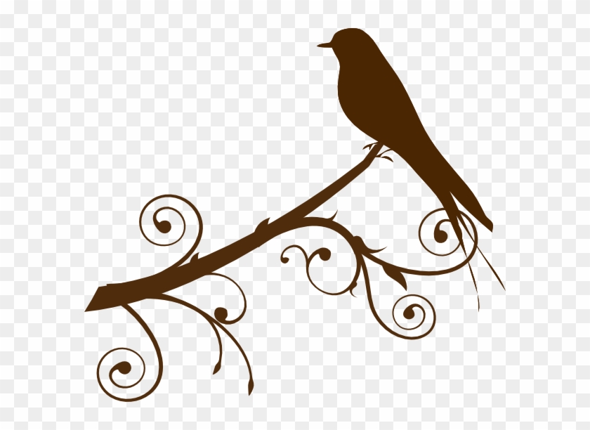 Bird On A Branch Clip Art - Bird On A Branch Outline - Png Download