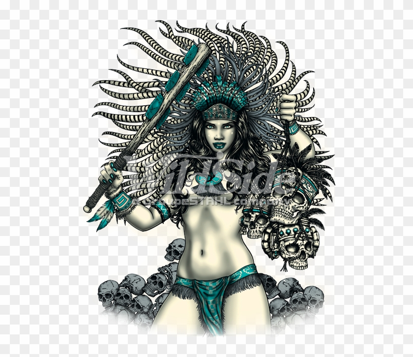 Aztec Warrior Woman - Female Aztec Eagle Warrior Clipart