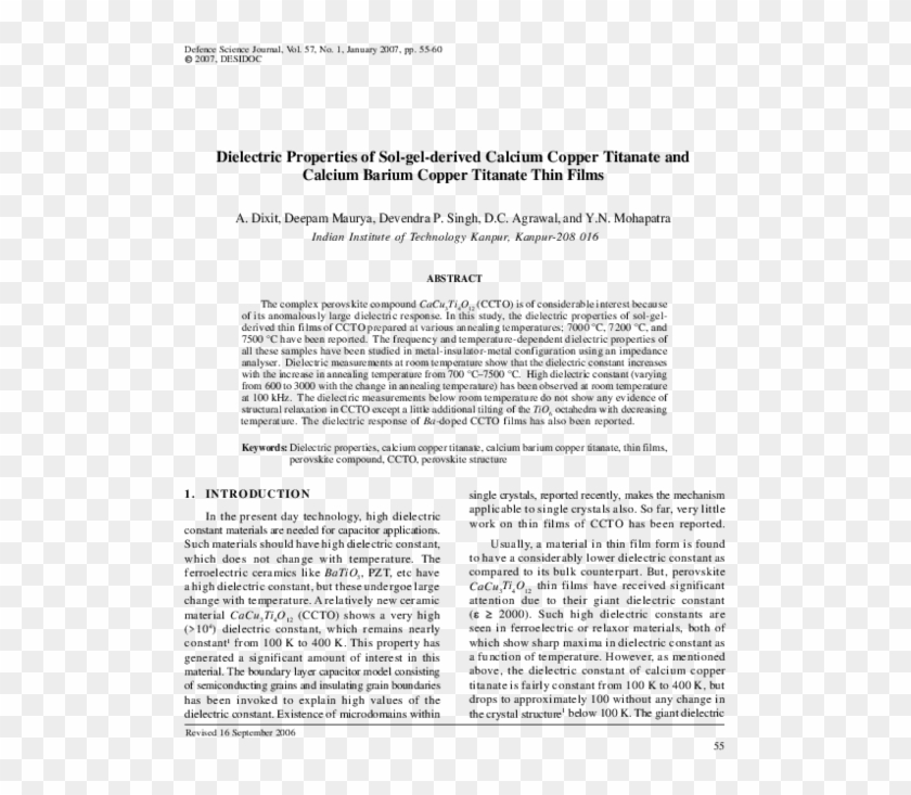 Dielectric Properties Of Sol Gel Derived Calcium Copper - Challenges Of Business Process Modelling Clipart #248906