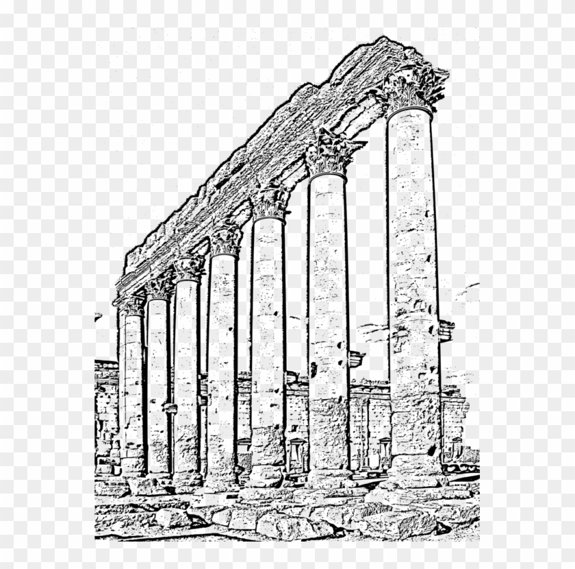 Computer Icons Pdf Column Facade Black And White - Roman Ruins Clipart - Png Download
