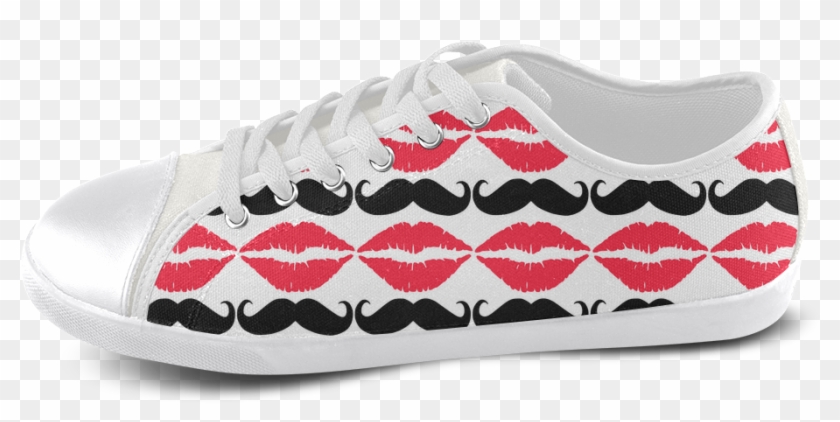 Red And Black Hipster Mustache And Lips Men's Canvas - Sneakers Clipart