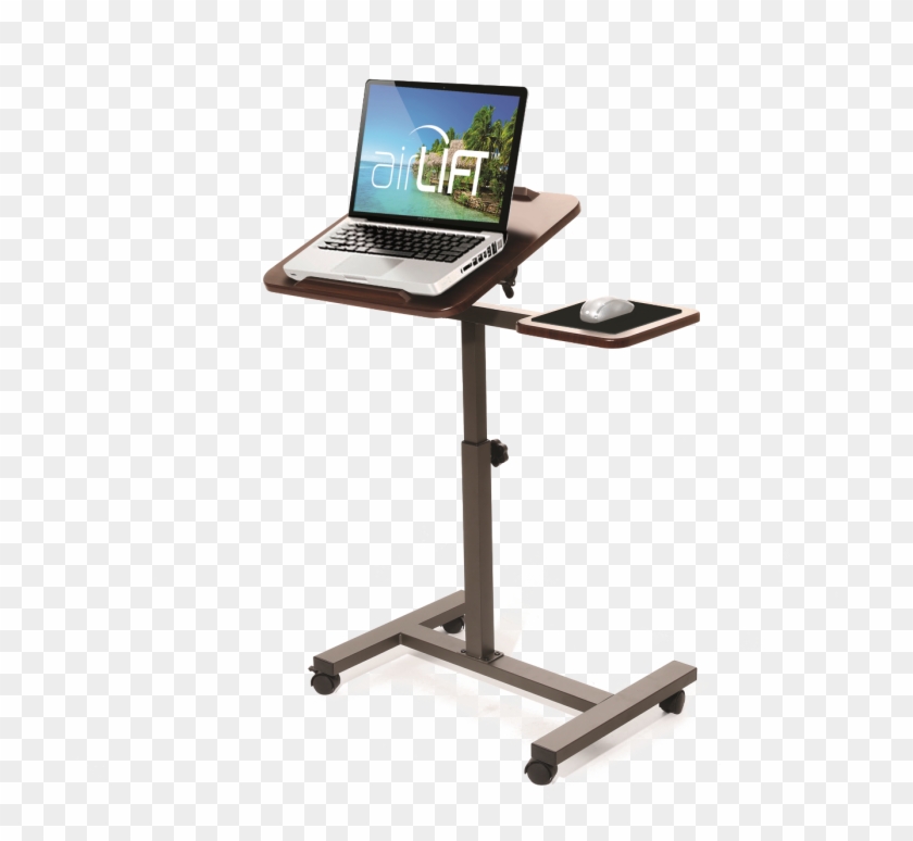 Airlift Tilting Sit Stand Computer Desk Cart With Mouse - Computer Desk Clipart #2401495