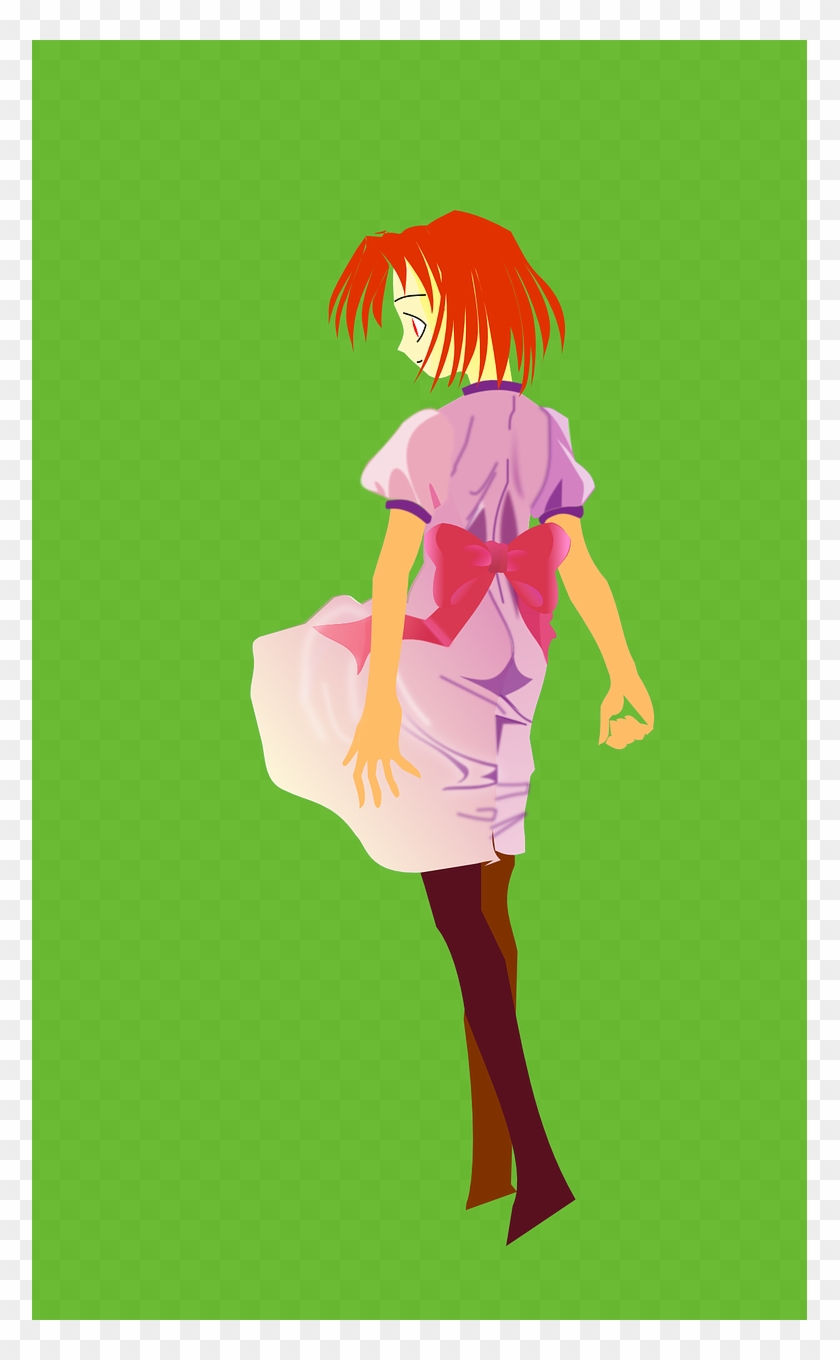 Dress Girl Windy Skirt Lady Png Image - Personagem De Anime Com Cabelo Curto Png Clipart